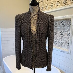 Rebecca Taylor Black and Gray Houndstooth Blazer